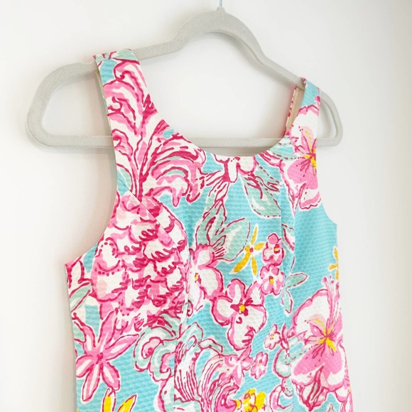 Lilly Pulitzer Floral Cathy Sheath Lolita Dress Teal Pink Sleeveless 2 - Picture 7 of 11